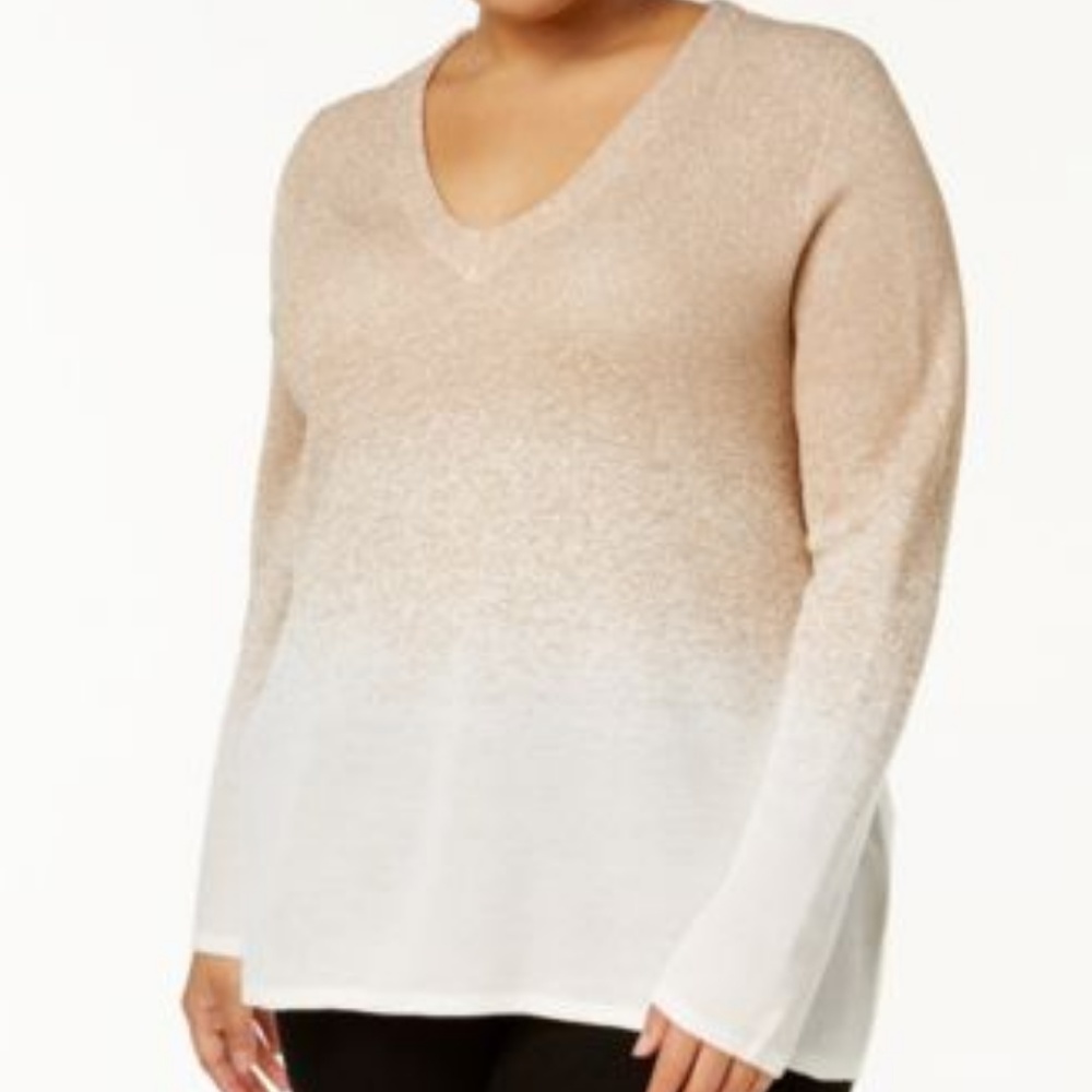 NY Collection Gold Metallic Ombre Sweater